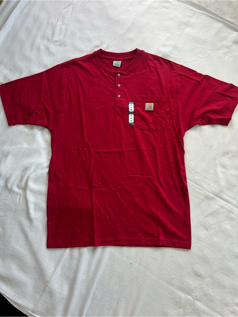 Carhartt Men’s Red Henley Short-Sleeve Pocket Tee Size Medium - NWT